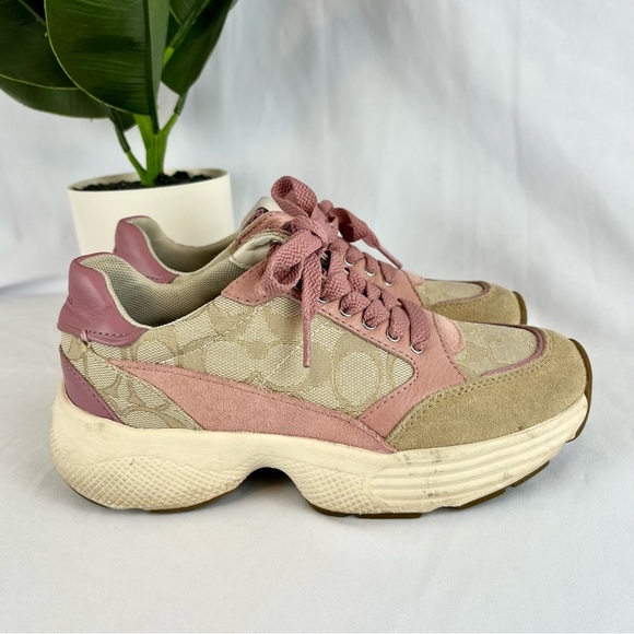 COACH Tech Runner Monogram and Pink Women's Shoe Size 5 - Picture 1 of 14